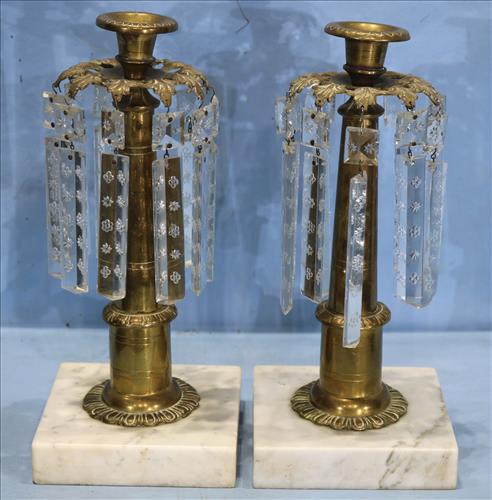 Pair of brass and marble Empire candle holders (1 of 3)