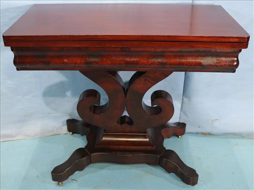 Mahogany empire game table with yolk base (1 of 3)