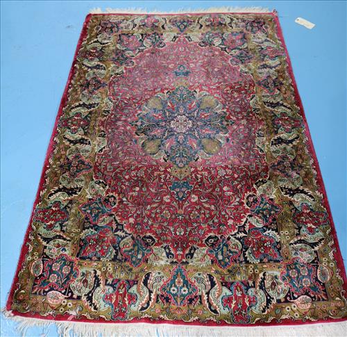 Antique Persian silk rug, tight knotted, 6 ft. 4 in. (1 of 4)