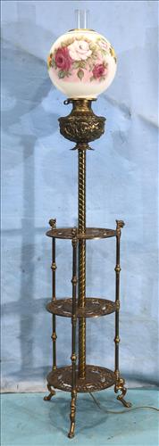 Brass piano lamp with lions head, 29 in. T. (1 of 5)