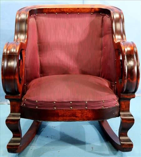 Mahogany empire rocking chair with scroll arms (1 of 4)