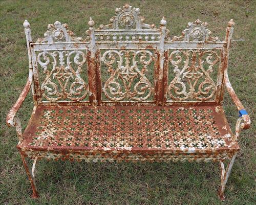 Old cast iron garden bench, 44 in. W, 36 in. T. (1 of 4)