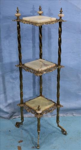 Brass and onyx Victorian 3 tier corner etagere (1 of 4)