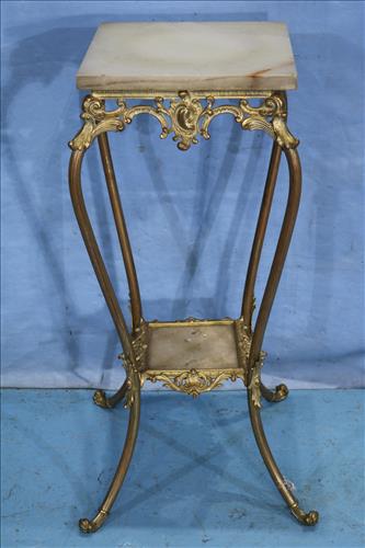 Victorian brass fern stand with alabaster top (1 of 3)
