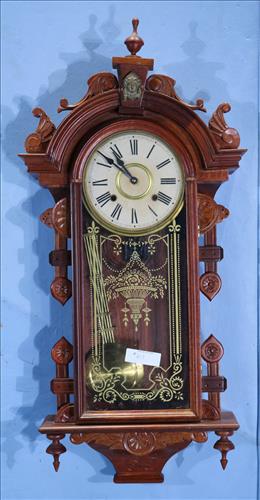 Victorian style regulator wall clock, 36 in. T. (1 of 4)