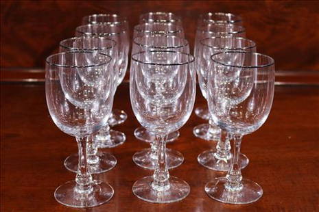 Set of 15 signed Fostoria wine glasses: Set of 15 signed Fostoria wine glasses, 8 in. T, 3 in. Dia.