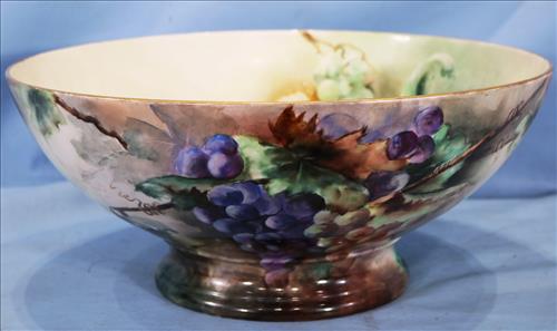 T&V France hand painted punch bowl: T&V France hand painted punch bowl signed and dated, 1901, 7 in. T, 16.5 in. D.