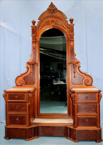 Walnut Victorian drop center cheval dresser (1 of 6)