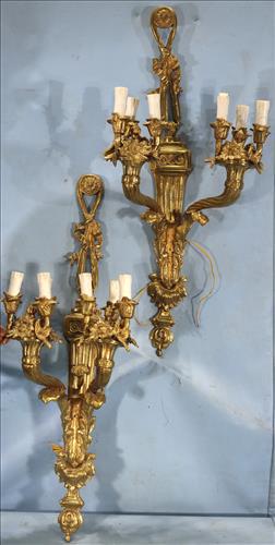 Pair of 6 light bronze wall sconces (1 of 5)