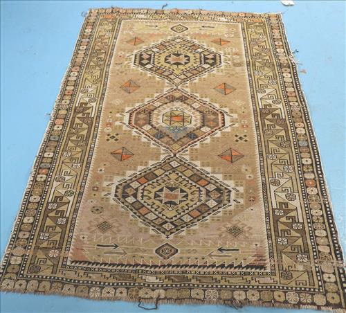 Very old Persian rug, 4 ft. 3 in. x 3 ft. 1 in. (1 of 3)