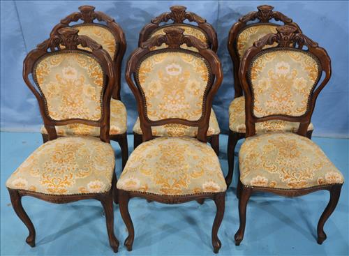 6 walnut Victorian dining chairs with carved back (1 of 3)