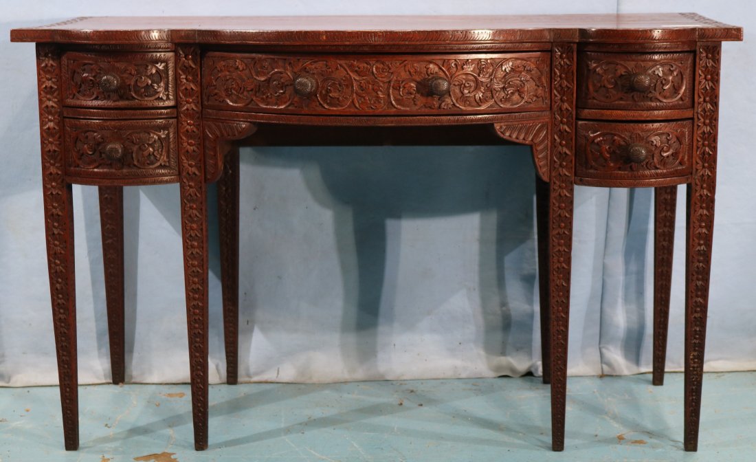 Mahogany Anglo - Colonial or Bermuda carved desk (1 of 5)