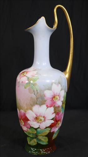 Porcelain Victorian hand painted ewer by Limoges (1 of 4)