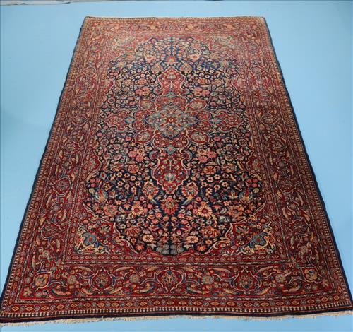 Antique Persian rug, red and blue, 7 ft. 8 in. x 4 ft.: Antique Persian rug, red, blue and gold in good condition, 7 ft. 8 in. x 4 ft. 8 in.