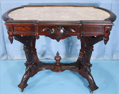 Walnut Victorian renaissance parlor center table (1 of 5)