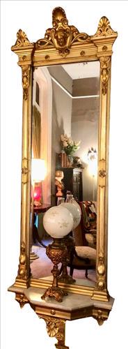 Fine Large Giltwood Victorian Marble Top Pier Mirror (1 of 2)