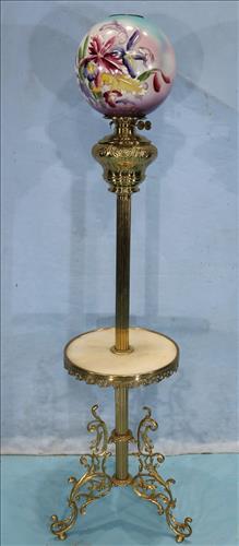 Victorian piano lamp with hand painted shade (1 of 4)