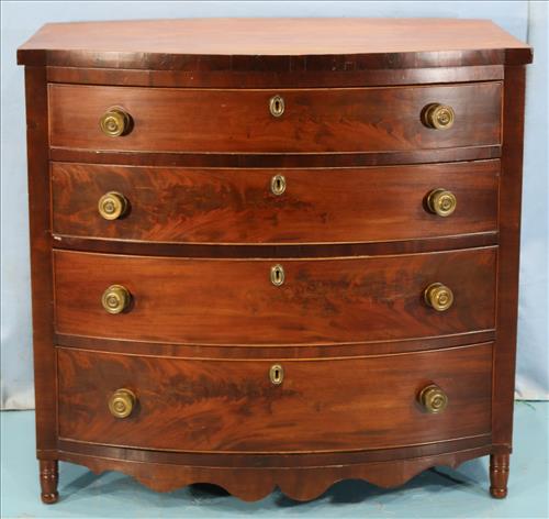 Period mahogany 4 drawer chest with bow front (1 of 5)