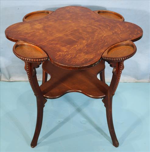 Oak unique octagon 2 tier game table (1 of 3)