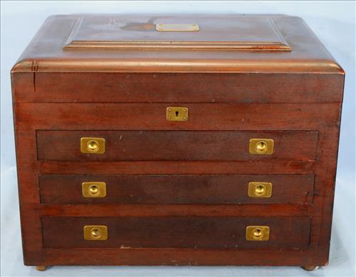 Mahogany 3 drawer silver chest with lift top (1 of 5)