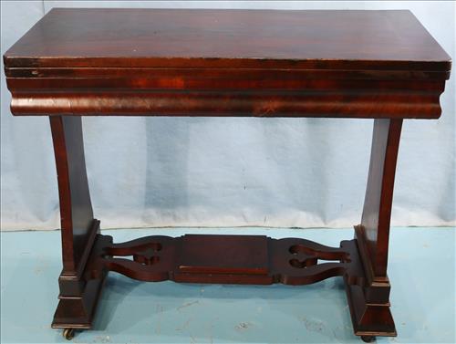 Mahogany Empire game table, 20 in. T, 36 in. W, 18 in. (1 of 3)