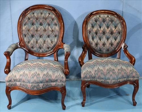Pair of finger carved Victorian parlor chairs (1 of 5)