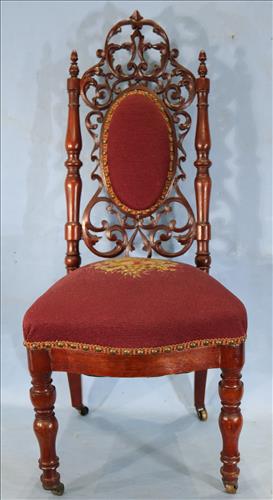 Walnut rococo youth chair with needlepoint seat (1 of 5)