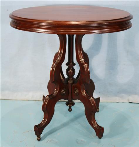 Walnut Victorian oval lamp table, 29 in. T. (1 of 3)