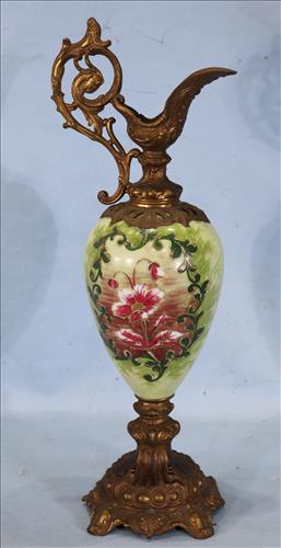Hand painted Victorian ewer, 19 in. T. (1 of 3)
