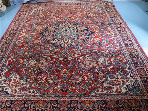 Hand made Persian rug, red and blue, 8.11 ft. x 12.1 (1 of 4)