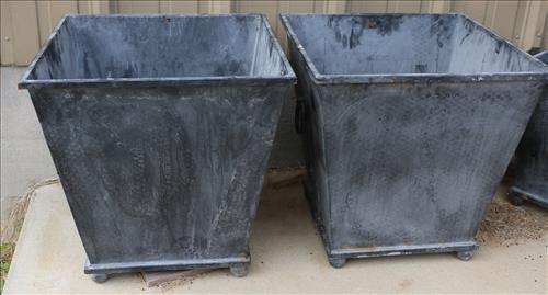 Pair of large cast iron square planters, 20 in. T, 20 (1 of 3)