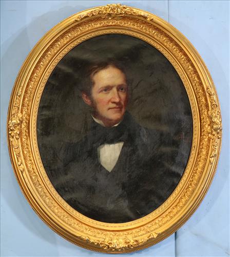 Oil on canvas portrait of Victorian man in shadow box (1 of 5)