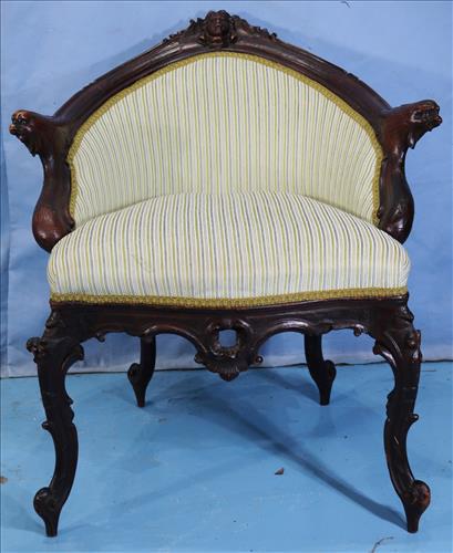 Rare and very ornate walnut rococo vanity chair (1 of 6)
