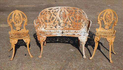 3 piece cast iron garden set, 29 in. T, 37 in. W, 13 (1 of 4)