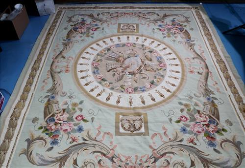 Antique needlepoint rug, 9 ft. 8 in. x 7 ft. 10.5 in. (1 of 4)