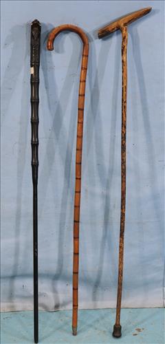3 walking canes, 1 with lions head (1 of 2)