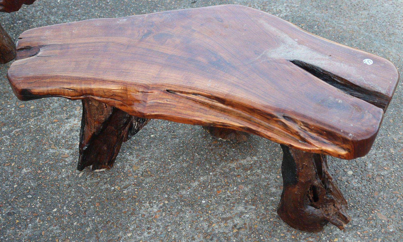 Small solid teakwood garden bench, 12 in. T, 31 in. W. (1 of 3)