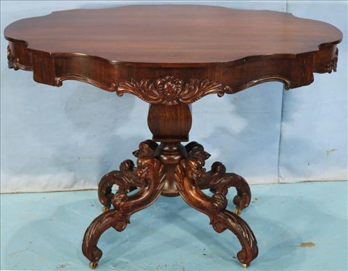 Rosewood rococo turtle top parlor table (1 of 5)