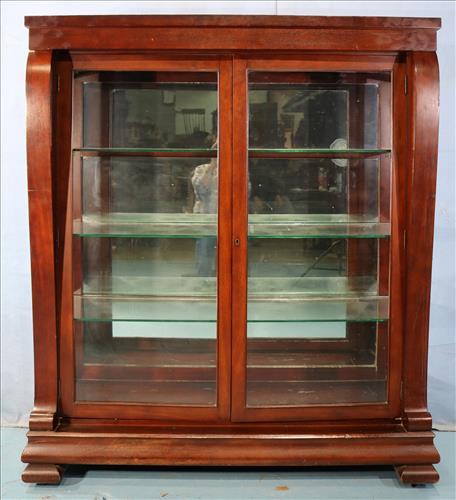 Empire mahogany china cabinet with scroll front (1 of 4)