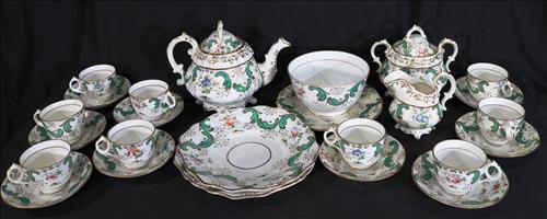 25 pieces of Old Paris green and gold tea set (1 of 5)