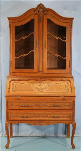 Country French oak secretary, 84 in. T, 40 in. W.: Country French oak secretary, 84 in. T, 40 in. W, 19 in. D.