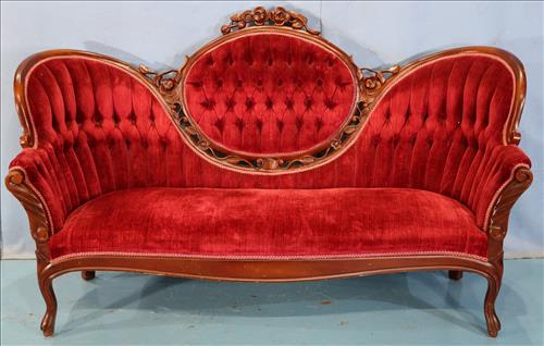 Mahogany Victorian triple back parlor sofa (1 of 4)
