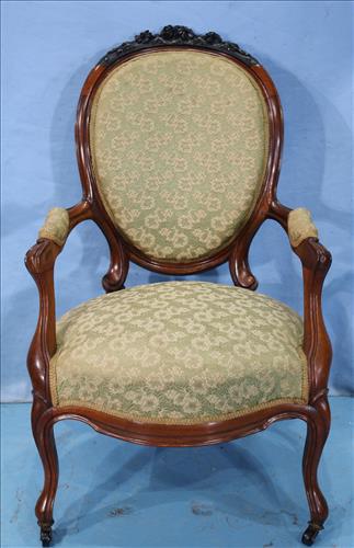 Rosewood Victorian arm chair with carved crown (1 of 4)