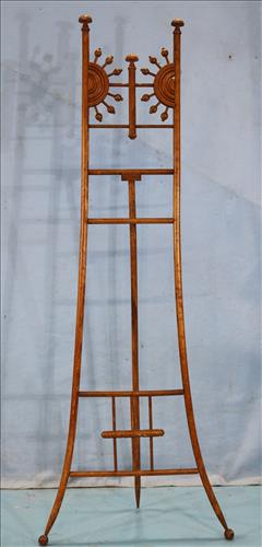 Oak easel with ball and stick trim, 68 in. T, 26 in. W. (1 of 3)