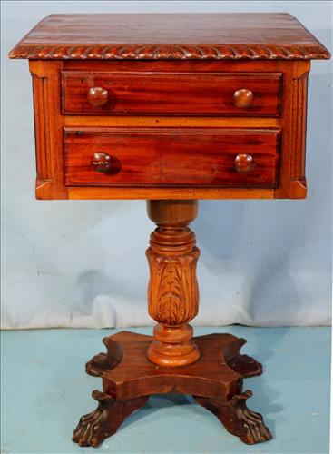 Mahogany empire 2 drawer work stand (1 of 3)