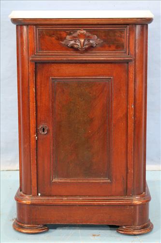 Walnut Victorian half commode with marble top (1 of 5)