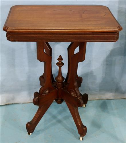 Small walnut Victorian lamp table (1 of 3)