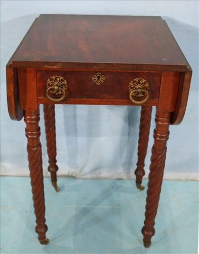 Period empire drop leaf table with barley twist legs (1 of 4)