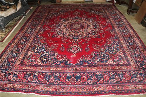 Hand knotted Persian room size rug, 12.9 ft. x 9.7 ft.: Hand knotted Persian room size rug with even wear in good condition, 12 ft. 9 in. x 9 ft. 7 in. W.