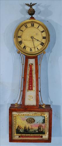 Early banjo clock with reverse painting and eagle crown (1 of 6)